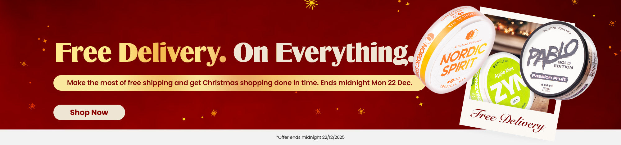Free Shipping until midnight 22nd December.